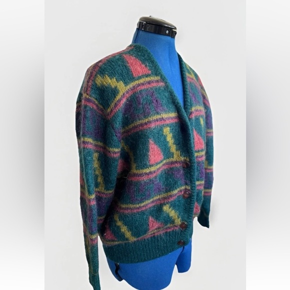Vintage Sweaters - Vintage 80’s Sai Sai Chunky Mohair Cardigan South western Style